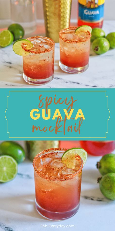 (#ad) A Spicy Guava Mocktail that you can make anytime, anyplace thanks to Torani Guava Syrup! Since @ToraniFlavor Syrups mix so well and are so versatile, it blends perfectly with the other ingredients in this recipe and countless other uses! Plus, I love that Torani Syrups use simple and thoughtfully sourced ingredients, like real cane sugar. If you’re looking for guava mocktail recipes or a chilli guava mocktail, click or visit FabEveryday.com for the guava mocktail recipe! #atoranivacation Guava Mocktail Recipe, Guava Mocktail, Lychee Mocktail, Torani Syrup Recipes, Guava Syrup, Guava Drink, Torani Syrup, Guava Recipes, Strawberry Guava