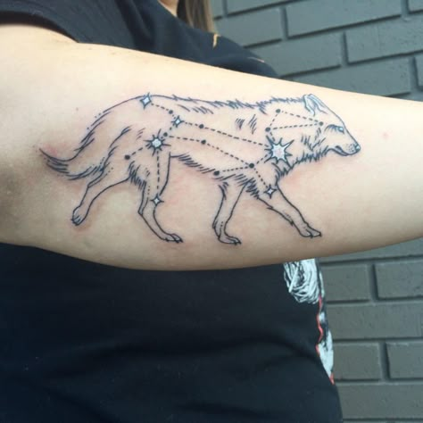 Canis Major Tattoo, Canis Major Constellation, Tattoo Fixes, Canis Major, Wolf Tattoos Men, White Ink Tattoo, Witch Tattoo, R Tattoo, Constellation Tattoos