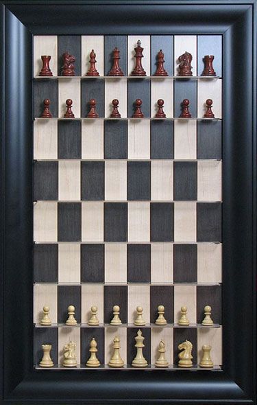 I think this could be made more classy...I like the idea of a game of chess in process via the wall.  That's just fun. Play Chess, Salalah, Chess Game, Space Saver, Cool Ideas, Chess Set, Chess Board, Clue, Chess