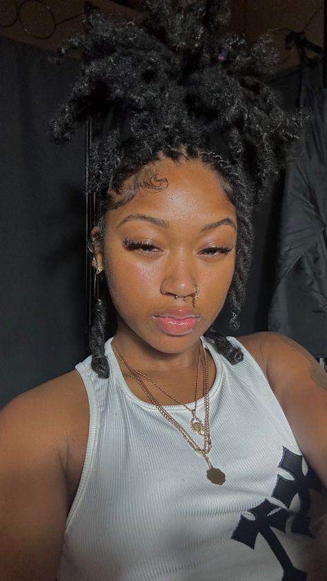 #womenslocstyles #locinspo loc inspo, womens locstyles, pineapple Locs In Pineapple, Locs Hairstyles Pineapple, Cute Locs Styles For Women, Beaded Loc Styles, Locs Pineapple, Thick Loc Hairstyles For Women, Short Loc Pineapple, Pineapple Style On Locs, Beanie And Locs