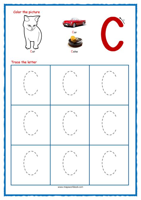 Tracing Letters - Letter Tracing Worksheets - Capital C - Free Preschool Printables Tracing Alphabet Letters, Tracing Letters Preschool, Letter B Worksheets, Tracing Worksheets Free, Letter Worksheets For Preschool, Printable Alphabet Worksheets, Alphabet Worksheets Kindergarten, Letter Tracing Worksheets, Tracing Worksheets Preschool