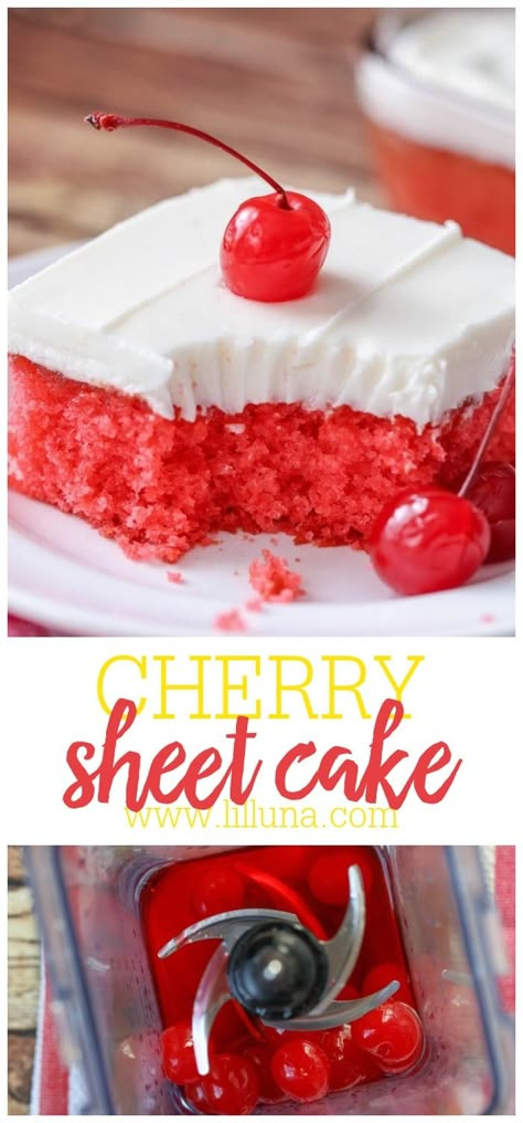 Cherry Sheet Cake, Almond Buttercream Frosting, Almond Buttercream, Fruity Cake, Cherry Desserts, Slow Cooker Desserts, Sheet Cake Recipes, Cherry Cake, Fruity Desserts