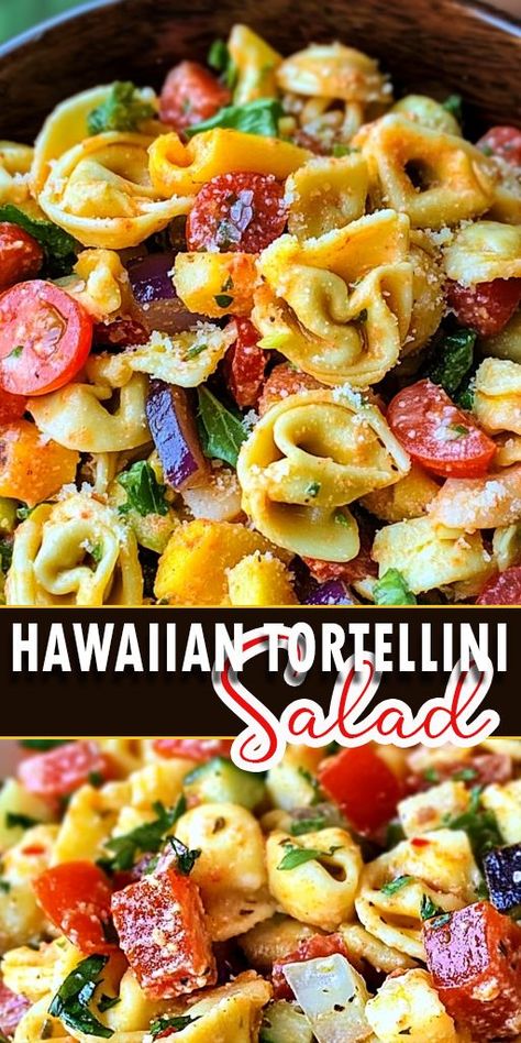 This Hawaiian Tortellini Salad is the perfect blend of sweet pineapple, savory ham, and cheesy tortellini. Whether you're hosting a summer BBQ or looking for a quick, refreshing lunch idea, this easy-to-make salad will satisfy your taste buds and leave you wanting more! 🍽️🌞 Ready to dive into a bowl of paradise? 🌺🌴 Pin this recipe now and save it for later! 📌👇 #HawaiianTortelliniSalad #TropicalSalad #EasySaladRecipes #SummerSalads Salad With Tortellini, Hawaiian Pasta, Hawaiian Pasta Salad, Cheesy Tortellini, Savory Ham, Pasta Salad With Tortellini, Tortellini Salad, Easy Pasta Salad Recipe, Tropical Salad