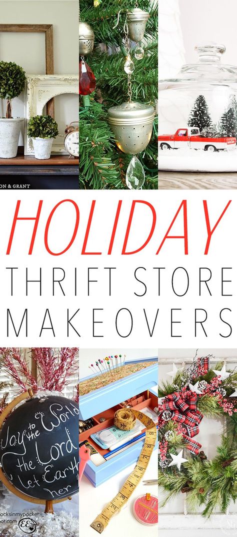 There is still time for last minute Holiday Thrift Store Makeovers for your home and for gifts…so today we have a fun collection and one of them might be in your near future if you are lucky enough to snatch up some of the items at your local Thrift Shop. From Tea Strainer Tree Ornaments …#thriftstore #frugal #Christmas #homedecor Thrift Store Christmas, Thrift Store Upcycle Decor, Farmhouse Thrift Store Makeovers, Simple Stool, Thrift Store Upcycle, Wrapping Station, Thrift Store Makeover, Thrift Store Diy, Farmhouse Ornaments