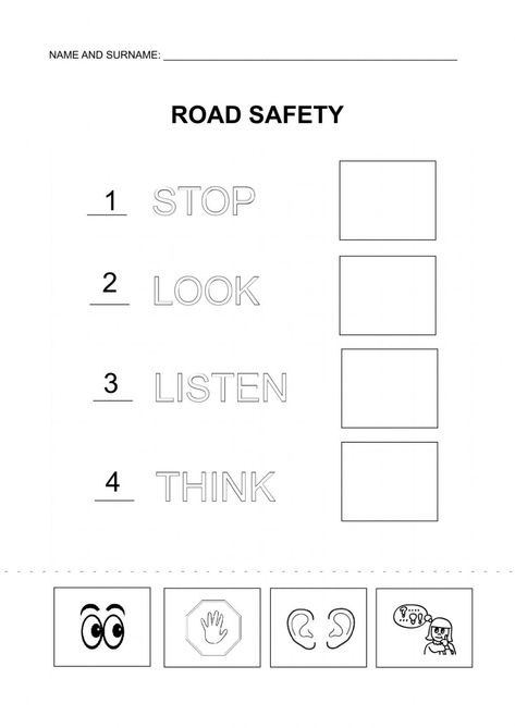 Home Safety Worksheets For Preschool, Road Safety Worksheet, Safety Preschool Theme, Road Safety Activities Preschool, Road Safety Activities, Match Worksheet, Road Safety Signs, Teaching Safety, Safety Activities