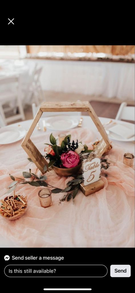 Hexagon Wedding Table, Octagon Centerpiece Wedding, Wood Hexagon Centerpiece, Wooden Hexagon Centerpiece, Hexagonal Centerpieces, Hexagon Wedding Centerpieces, Hexagon Centerpiece Wedding Inspiration, Hexagon Centerpiece, Wood Lantern Wedding