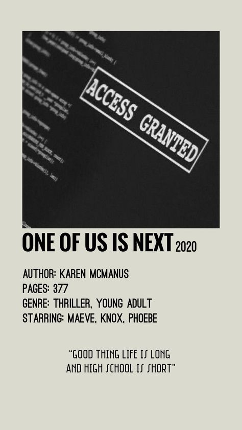 One Of Us Is Lying Poster Polaroid, About That One Of Us Is Lying, One Of Us Is Lying Poster, One Of Us Is Next Book, Knox Myers One Of Us Is Next, Maeve And Luis One Of Us Is Next, One Of Us Is Back Aesthetic, One Of Us Is Next Quotes, One Of Us Is Lying Book Aesthetic