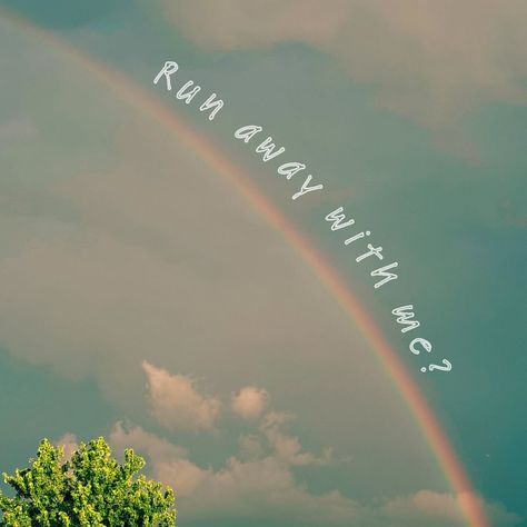 Who are you running away with? 🌈✨🤍 - my poetry books are in my bio! 📖 📸- @alexandra.j.vincent 🏷️ #quotes #rainbowaesthetic #runaway #runawaywithme #runawaywriters #poetsofinstagram #spilledwords #quoteaday #skyaesthetic #rainbows #adventurequotes #adventureseeker #lifeofadventure Rainbow Aesthetic Quotes, Short Quote, Rainbow Photography, My Poetry, Quotes Friendship, Best Poems, Poetry Lines, Aesthetic Spring, Rainbow Aesthetic