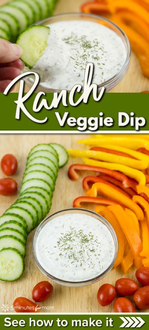 Easy Ranch Vegetable Dip Recipe - Easy dip that comes together in minutes using kitchen and pantry staples. #veggiedip #dip #vegetabledip #easyrecipe Veggie Dip Without Sour Cream, Ranch Dip For Veggies, Hidden Valley Ranch Veggie Dip, Ranch Vegetable Dip, Homemade Ranch Veggie Dip, Ranch Vegetable Dip Recipe, Ranch Veggie Dip, Dill Vegetable Dip Recipe, Divine Recipes