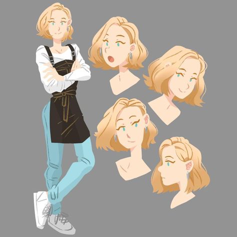 Barista Oc Art, Barista Drawing Reference, Barista Character Design, Barista Character, Coffee Comic, Barista Aesthetic, Coffee Shop Au, Barista Outfits, Shop Illustration