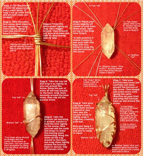 Step by step photo tutorial for how to make your own wire-wrapped stone pendant. Crystal Jewelry Diy, Wire Wrapped Crystal Pendant, Wire Wrapping Diy, Wire Wrapped Jewelry Diy, Wire Wrapped Jewelry Tutorials, Bijoux Fil Aluminium, Wire Jewelry Tutorial, Wire Jewelry Designs, Wrapped Necklace