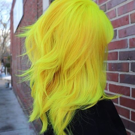 Yellow Hair Dye, Boston Cambridge, Lemon Hair, Yellow Hair Color, Hair Rainbow, Neon Hair, Hair Idea, Bright Hair, Shoulder Length Hair Cuts