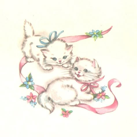 Fashion Printables, Kittens Vintage, Kitten Drawing, Vintage Drawing, Cat Graphic, Cats Illustration, Christmas Postcard, Vintage Greeting Cards, Cat Painting