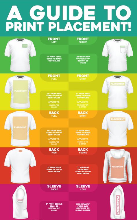 Shirt Design Placement Guide, Logo Size And Placement, Pocket Logo Placement On Shirts, Tshirt Design Placement Ideas, Logo On Back Of Shirt Placement, Logo On Back Of Shirt, Htv Sleeve Placement, Hoodie Htv Placement, Cricut Tshirt Placement Guide