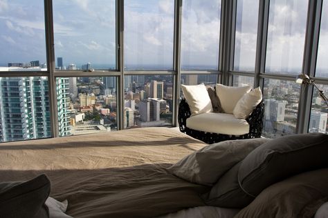 The+Ultimate+Miami+Penthouse Two Story Penthouse, Miami Penthouse, Penthouse In New York, Avengers Tower, Private Elevator, Nyc Condo, Florida Villas, Glass Railings, Episode Backgrounds