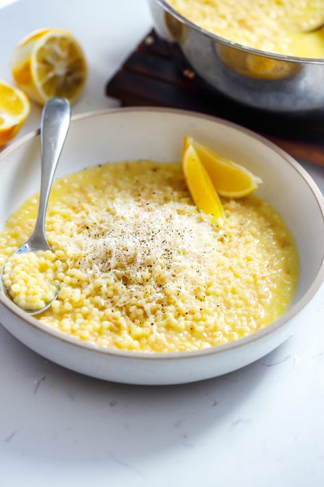 Lemon Parmesan Pastina 🍋 So cozy & comforting, comes together in one pan in 20 min! One of my go to meals, it is cheesy, lemony and perfect. Go To Meals, Pastina Recipes, Small Bites Appetizers, Pasta Water, Lemon Salt, Appetizer Bites, Parmigiano Reggiano, One Pan, Lemon Zest