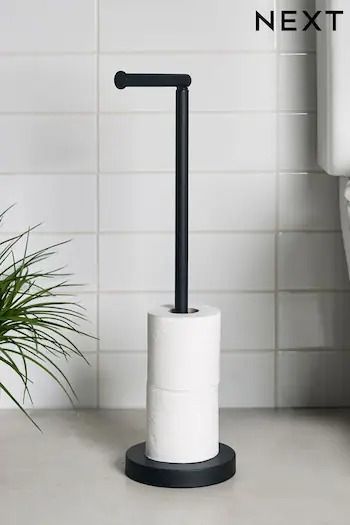 Bathroom Accessories | Toilet Seat & Roll Stand | Next UK Toilet Paper Stand Holder, Toilet Roll Holder Black, Unisex Toilets, Standing Towel Rack, Free Standing Towel Rack, Toilet Room Decor, Toilet Paper Stand, Black Toilet, Downstairs Toilet