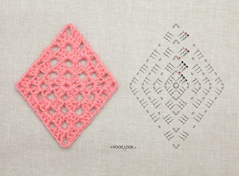 Crochet Granny Diamond, Crochet Diamond Pattern, Crochet Diamond, Motifs Granny Square, Granny Pattern, شال كروشيه, Crochet For Beginners Blanket, Crochet Blocks, Crochet Design Pattern