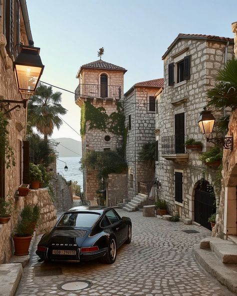 Old Town Budva, Old Places Aesthetic, Old Porche, Old Cars Aesthetic, Old Money Porsche, Old Town Aesthetic, Old Money Aesthetic Wallpaper, Old Porsche, Porsche Aesthetic