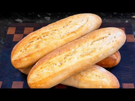 Crispy Sub Baguettes | John Kirkwood on Patreon John Kirkwood Recipe, John Kirkwood, Baguette Recipes, Ciabatta Rolls, Baguette Recipe, Bread Recipes Easy, Yummy Bread, Baked Breads, Dough Pizza