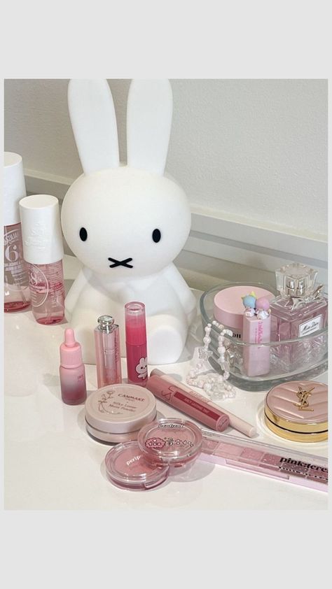 Canmake Aesthetic, Miffy Lamp Aesthetic, Aesthetic Makeup And Skincare, Romand X Sanrio, Random Pink Aesthetic, Pink Stuff Aesthetic, Make Up Aesthetic Beauty Products, Miffy Makeup, Makeup Product Aesthetic