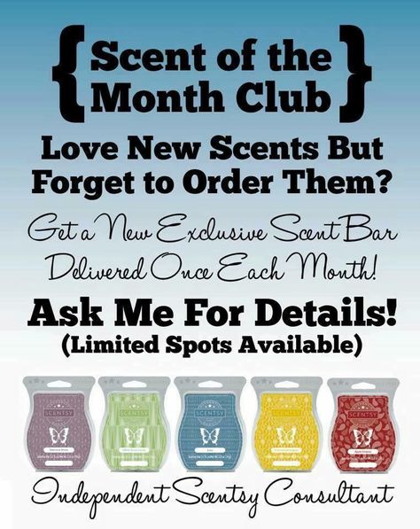 Love New Scent's? Join my Scent of the month club and received a new scent every month before it is available for purchase. Contact me for details today!! https://beckyrowland.scentsy.us/consultant/contact Scentsy Consultant Marketing, Scentsy Sample Ideas, Scentsy Flyers, Scentsy Marketing, Selling Scentsy, Thirty One Party, Interesting Facts About Yourself, Scentsy Consultant Ideas, Scent Bars