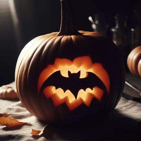 Elegant Pumpkin Carving, Pumpkin Carving Ideas Bats, Pumpkin Carving Ideas Spider, Baby Pumpkin Carving, Pumpkin Carving Bat, Bat Pumpkin Carving, Painting Diy Ideas, Fall Pumpkin Painting, Unique Pumpkin Carving