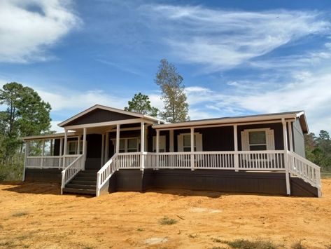 Porch For Manufactured Home, Front Porch Double Wide, Double Wide Mobile Home Porch Ideas, Long Porch Ideas, Double Wide Porch Ideas, Double Wide Porch, Mobile Home Decks And Porches, Double Wide Front Porch Ideas, Mobile Home Deck