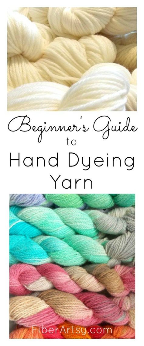 Beginner Guide to Hand Dyeing Yarn by FiberArtsy.com How To Dye Yarn At Home, Dyed Yarn Diy, Wool Dyeing, Wool Spinning, Dye Yarn, Dyeing Yarn, Dyeing Tutorials, Spinning Wool, Fibre And Fabric