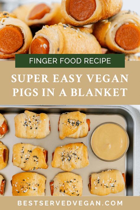 Vegan Pigs In A Blanket Recipe, Vegan Pigs In A Blanket, Vegan Appetizers Easy, Pigs In A Blanket Recipe, Vegan Party Snacks, Pillsbury Crescent Rolls, Vegan Board, Vegan Finger Foods, Vegan Apps