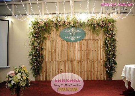 Bamboo backdrop Bamboo Backdrop, Dekor Pelaminan, Engagement Stage Decoration, Engagement Decor, Exotic Wedding, Beach Themed Party, Church Flowers, Engagement Decorations, Photo Booth Backdrop