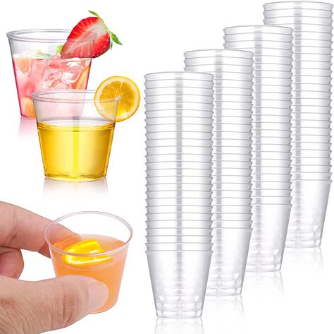 Hejo 100PCS Plastic Shot Glasses, Reusable Shot Glasses 30ml-1oz, Stronge Shatterproof Crystal Clear Shot Glasses Plastic for Party, Wedding, Festival, BBQ, Games, Jelly Cup : Amazon.co.uk: Home & Kitchen Reception Drink Station, Seafood Dish Recipes, Blue Shots, Jelly Cups, Reception Drink, Shot Cups, Vodka Shots, Catering Supplies, Drink Station