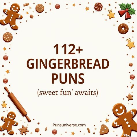 Crumb along for a dough-lightful journey with "112+ Gingerbread Puns: Sweet Fun Awaits!" that’ll spice up your day! From 'batter' jokes to 'cookie-cutter' humor, this collection is sure to make your Christmas grins un-burr-gingerably wide. Don't be a cookie crumblin', take a bite and get punny! 🍪🎄#SweetPuns #GingerbreadGiggles #ChristmasLaughs #Puns #HolidayCheer #BakingFun #FunnyFood

Join us for a 'sugar-rush' of laughs that are 'bake-tastic' and 'glaze-mazing!'🧑‍🍳😊 Cookie Puns Funny, Gingerbread Jokes, Gingerbread Captions, Gingerbread Sayings, Gingerbread Quotes, Gingerbread Man Quote, Winter Puns, Bakery Puns, Dessert Puns