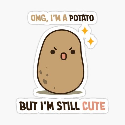 Potato Quotes, Potato Drawing, Potato Sticker, Funny Potato, Potato Funny, Kawaii Potato, Drawing Application, Cute Potato, Funny Day Quotes