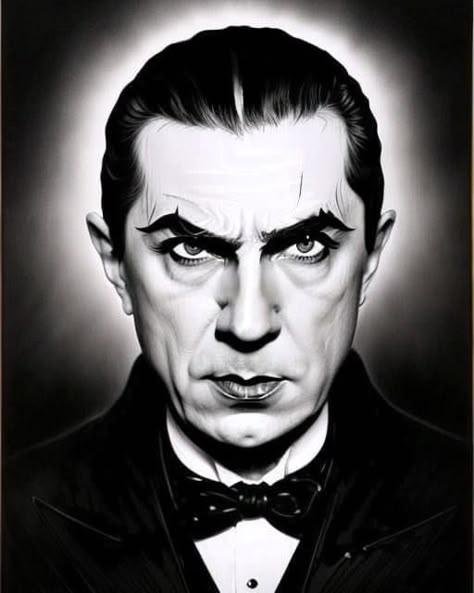 Famous Movies Scenes, Classic Movie Monsters, Dracula Art Drawing, Traditional Dracula Tattoo, Bela Lugosi Tattoo, Universal Monsters Tattoo, Dracula Portrait, Dracula Drawing, Classic Horror Characters