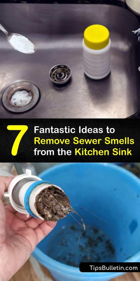 A smelly drain or a stench around the kitchen sink could be due to your garbage disposal, hot water heater, or a dirty sink drain. Learn to identify the issue and fix it with simple ideas like drain cleaning and clearing out the garbage disposal. #sewer #smell #kitchen #sink Stinky Kitchen Sink Drain, Stinky Sink Drain Kitchens, Smelly Drain Kitchens, Smelly Kitchen Sink Drain, Smelly Sink Drain Kitchens, Smelly Garbage Disposal Cleaning, Kitchen Sink Smells Bad, How To Clean Sink Drains, Kitchen Drain Smell