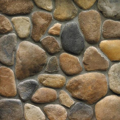 Faux River Rock Panels, River Rock Wall Interior, River Rock Wall, Diy Stone Wall, Artificial Stone Wall, Rochester Homes, Diy River Rock, Garden Slabs, River Rock Stone