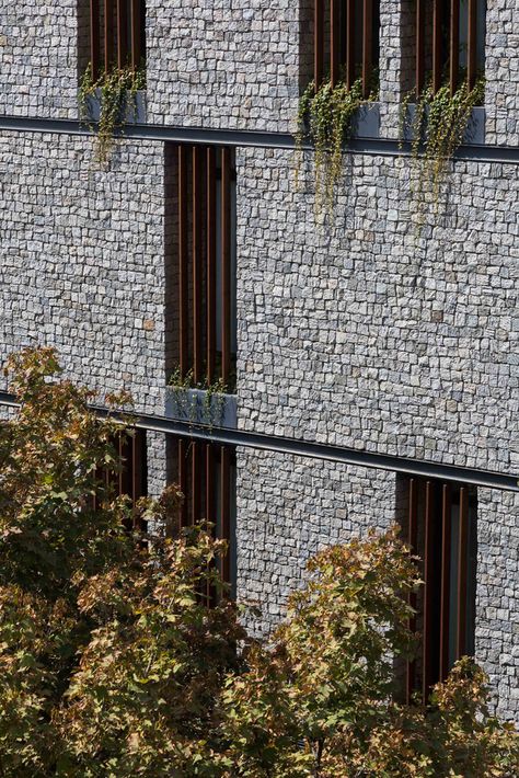 Gallery - 18 House Apartment / Ali Sodagaran + Nazanin Kazerounian - 13 Charming Apartment, Brick Cladding, Facade Material, Facade Architecture Design, Stone Facade, House Apartment, Stone Architecture, Brick Architecture, Stone Cladding