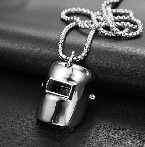 Welder Jewelry, Welding Helmet, Mask Necklace, Korean Jewelry, Rock Punk, Long Pendant Necklace, Mens Accessories Jewelry, Classic Jewelry, Stainless Steel Pendant