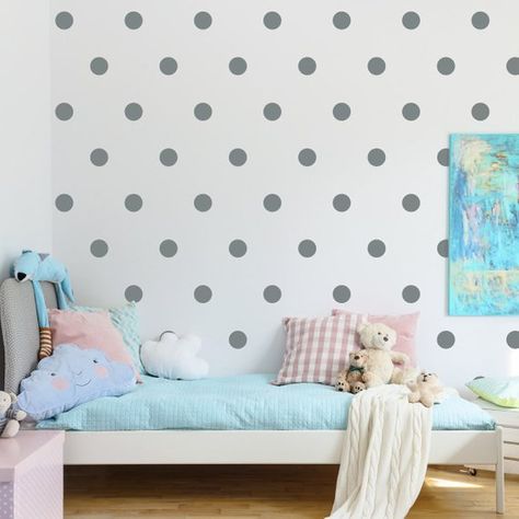 Polka Dot Decal Set - Set of 105 Dot Wall Decals - Children Bedroom Decor - Multiple Sizes Available Sponge Wall, Bedroom Stickers, Family Wall Decals, Kitchen Wall Decals, Polka Dot Walls, Wall Pattern, Triangle Wall, Family Wall Decor, Wall Vinyl Decor