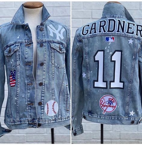 Custom Sports Denim Jean Jacket Custom Denim Jacket NY Yankees Baseball Number Jean Jacket Jean Jacket Jersey - Etsy Jean Jacket Baseball Outfit, Sports Jean Jacket Diy, Baseball Jean Jacket Diy, Cricut Jean Jacket, Cheer Mom Jean Jacket, Sports Denim Jacket, Baseball Mom Jean Jacket, Diy Sports Team Denim Jacket, Sports Jean Jacket