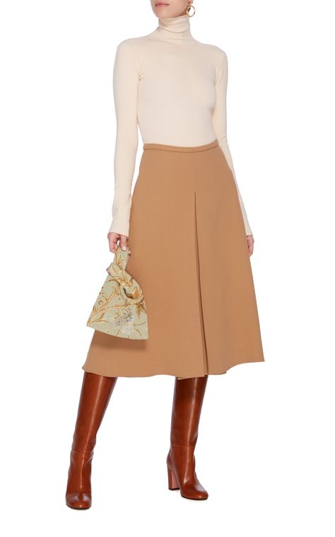 Click product to zoom Aline Skirt Outfit Winter, A Line Skirt Outfits Winter, A Line Midi Skirt Outfit, Beige Skirt Outfit Winter, Camel Skirt Outfit, Wool Skirt Outfit Winter, Aline Skirt Outfit, Aline Skirts, Wool Skirt Outfit