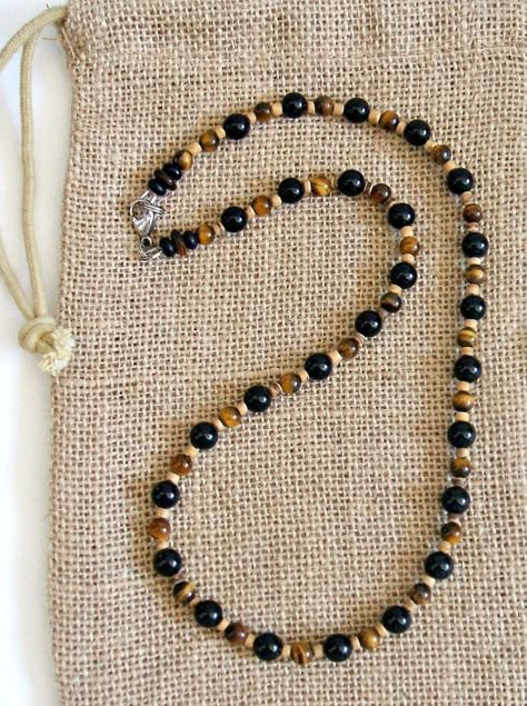 Earthy Necklace, Mens Beaded Necklaces, Fire Jewelry, Jewelry Men, Onyx Bead, Men's Necklace, Paparazzi Jewelry, Tigers Eye, Precious Jewelry