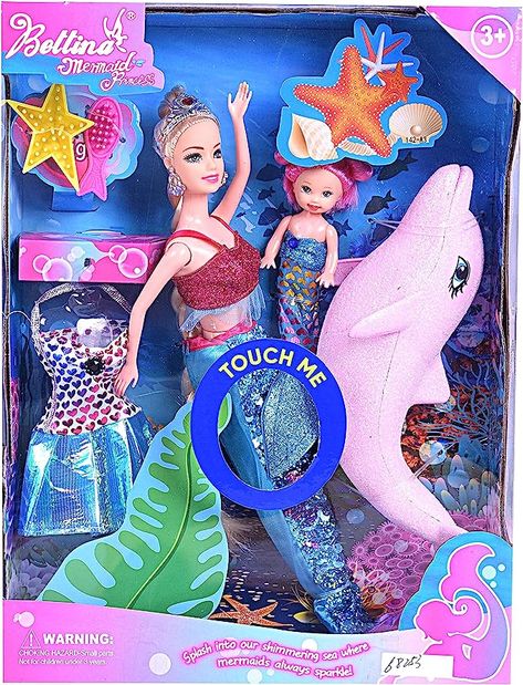 BETTINA Mermaid Princess Doll Pack, Color Changing Mermaid Tail, Dress Doll 12" and Dress Doll 3" and Dolphin Color Reveal Mermaid Toys for Little Girls and Play Gift Set Aged 3+ Mermaid Tail Dress, Mermaid Toys, Mermaid Barbie, Barbie Sets, Unicorn Doll, Tail Dress, Pink Dolphin, Mermaid Tale, Mermaid Gifts