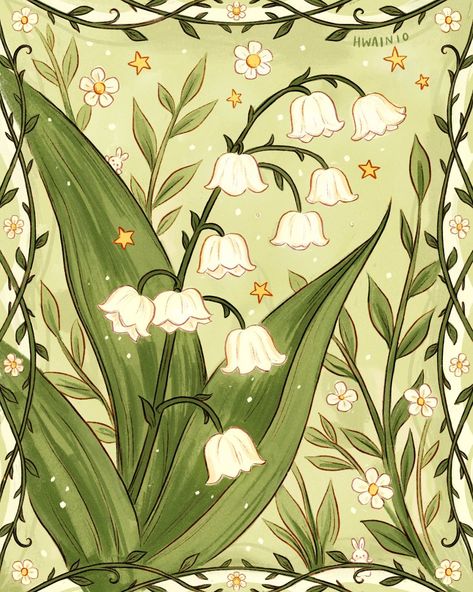 Spring Drawing, Desain Buklet, Dessin Adorable, Lily Of The Valley, A Drawing, 그림 그리기, Pretty Art, Flower Drawing, The Valley