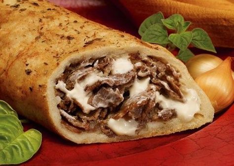 Cheesesteak stromboli Cheesesteak Stromboli Recipe, Steak Stromboli, Philly Steak And Cheese, Cheesesteak Stromboli, Beef Rib Steak, Cheese Stromboli, Stromboli Recipe Easy, Steak And Cheese, Beef Rib