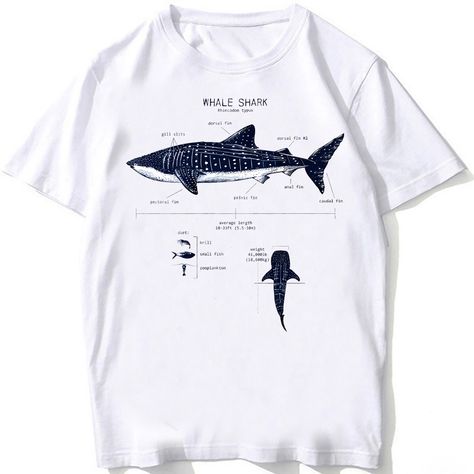 Shark Shirt Aesthetic, Lobster Anatomy, Shark Anatomy, Anatomy Tshirt, Whale Shirt Aesthetic, Whale Shark Shirt, Anatomy Biology, Ocean Sunfish, Casual Summer T-shirt With Shark Design