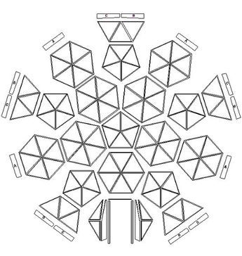 Geodesic Dome Greenhouse, Dome Greenhouse, Dome Building, Geodesic Dome Homes, Dome Structure, Bamboo Architecture, Exploded View, Dome Home, Modular Structure