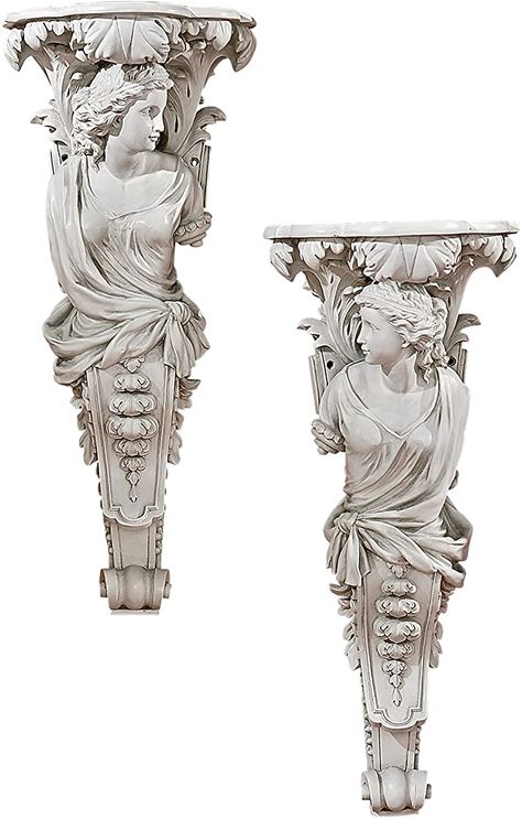 Design Toscano EU933571 French Baroque Caryatid Wall Sculptures, Set of 2, Off-White: Amazon.ca: Home & Kitchen Baroque Statue, Framing Doorway, Baroque Sculpture, Lantern Centerpiece Wedding, French Baroque, Baroque Decor, Bull Moose, Fireplace Tool Set, Contemporary Fireplace