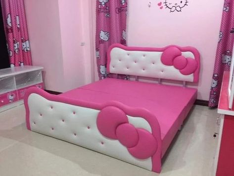 Cama Da Hello Kitty, Inner Childhood, Hello Kitty Furniture, Kids Bed Design, Hello Kitty Room Decor, Hello Kitty Decorations, Hello Kitty Bedroom, Hello Kitty Bed, Bed Kids